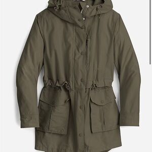 J.crew Womens green perfect lightweight hooded full zip utility jacket M